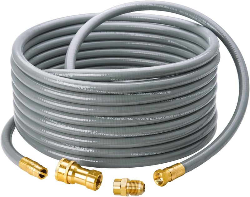 CALPOSE 40 Feet 1/2 inch ID Natural Gas Grill Hose with Quick Connect Fittings, Natural Gas Line for Grill, Pizza Oven, Heater and More Low Pressure Appliance - Image 1